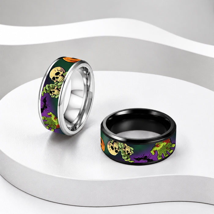 Wholesale Stainless Steel Ring Silver Size 6 Pumpkin Zombie Bat Design Jewelry