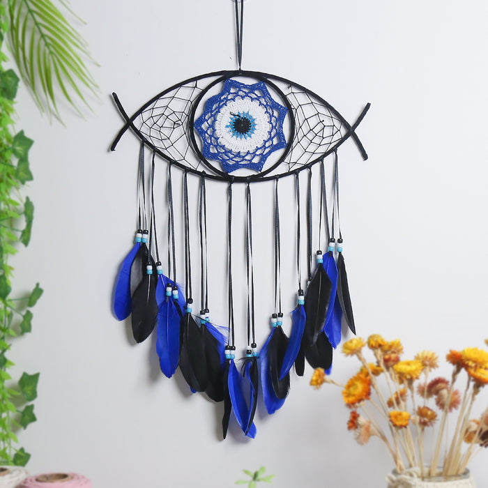 Wholesale Bohemian Evil Eye Dream Catcher Wall Decor Blue