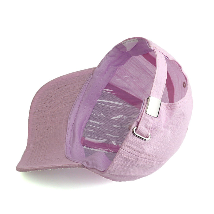 Wholesale Butterfly-studded rhinestone linen baseball cap for outdoor use