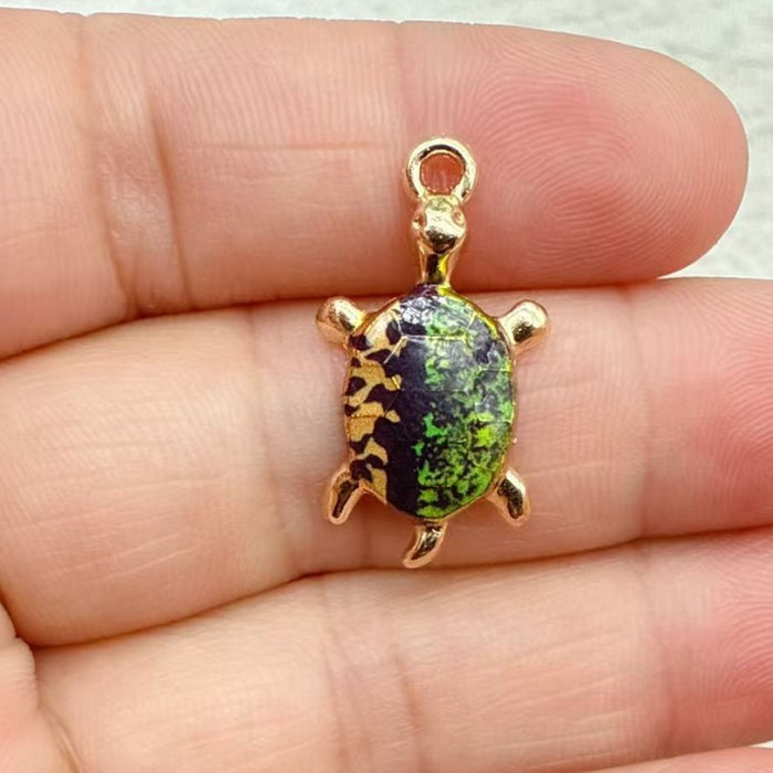 Wholesale 10pcs DIY Colorful Turtle Bracelet Pendant Alloy Oil Drip Accessories Hanging Earrings