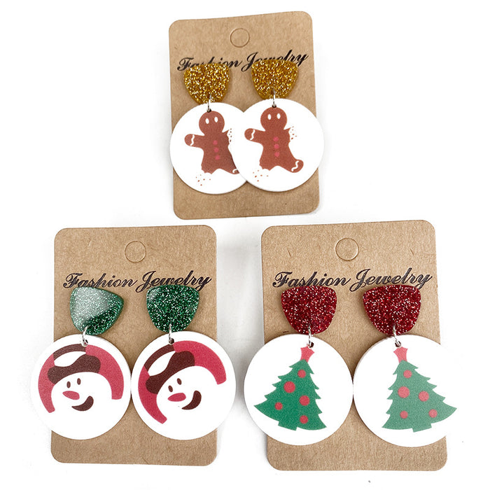 Wholesale Christmas New Flash acrylic earrings Christmas biscuit earrings holiday earrings