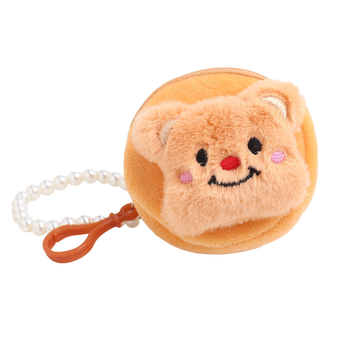 Wholesale Cute Bear Plush Card Bag Women's Mini Coin Purse Student Schoolbag Keychain Pendant Portable Headset Bag