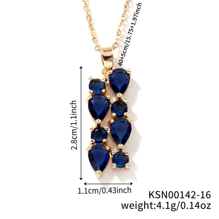 Wholesale Necklace Colored Stone Zircon Pendant Long Necklace Colorful Necklace