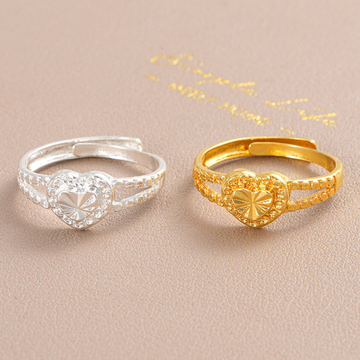 Wholesale Women's Ring Heart to Heart Sweet Fresh Opening Adjustable