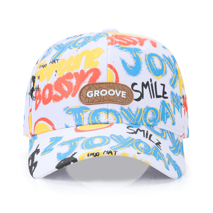 Wholesale wholesale Children's Street-fried Graffiti Baseball Cap Leather Label Cap