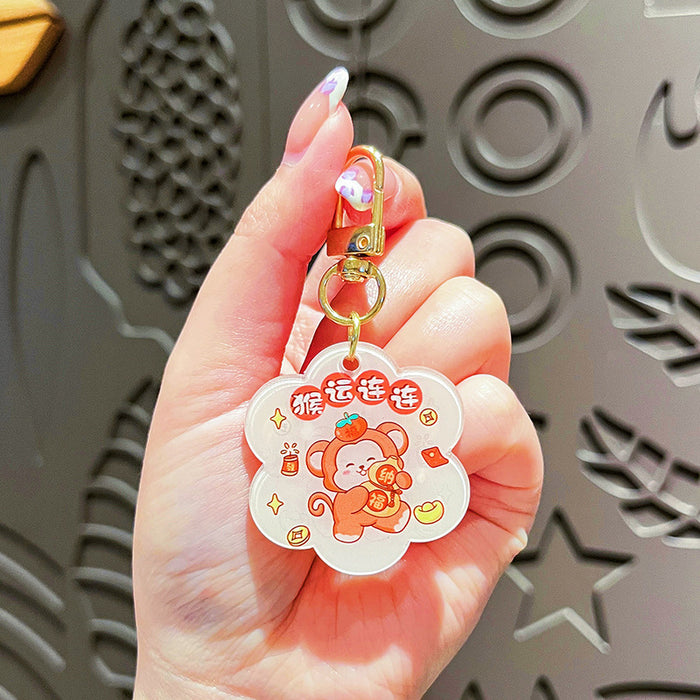 Wholesale Original Acrylic Text Card Keychain Cute Cartoon Snake Year Mascot Bag Pendant