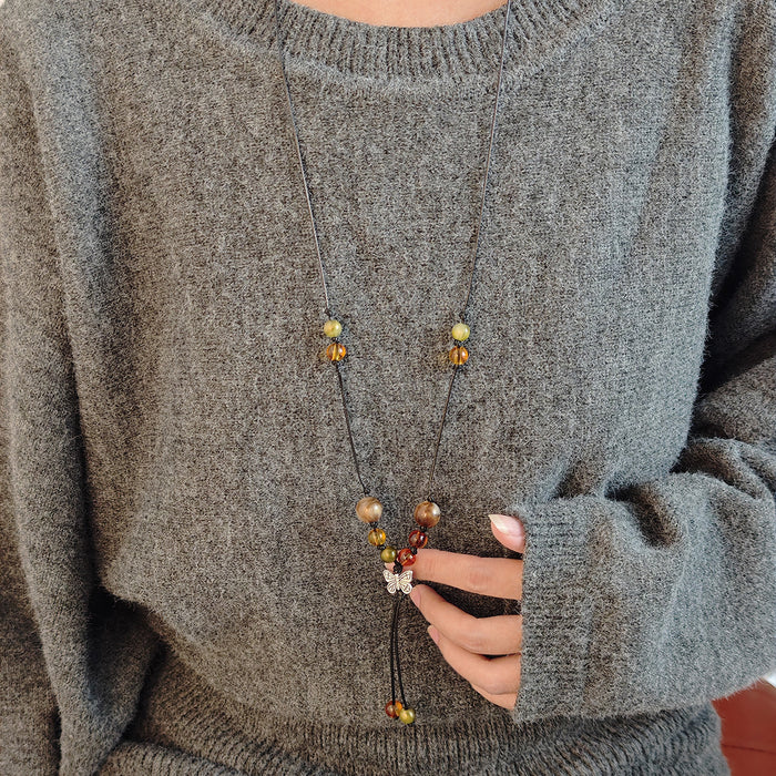 Wholesale Retro Bohemian Ethnic Style Leaf Long Cut Out Geometric Clavicle Chain Zen Style Versatile Personalized Sweater Chain