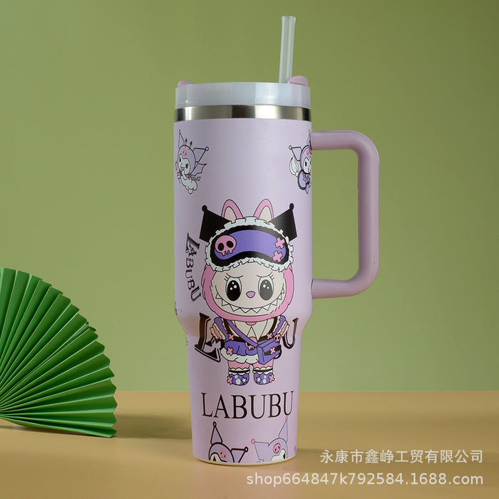 Wholesale 40oz Stainless Steel Thermal Insulation Cup Cartoon Car Cup with Handle and Straw
