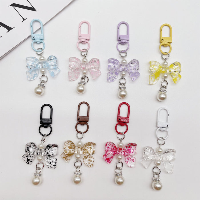 Wholesale Soft Touch Lacquer Bow Keychain Mixed Color Plastic Bag Charm MOQ≥2