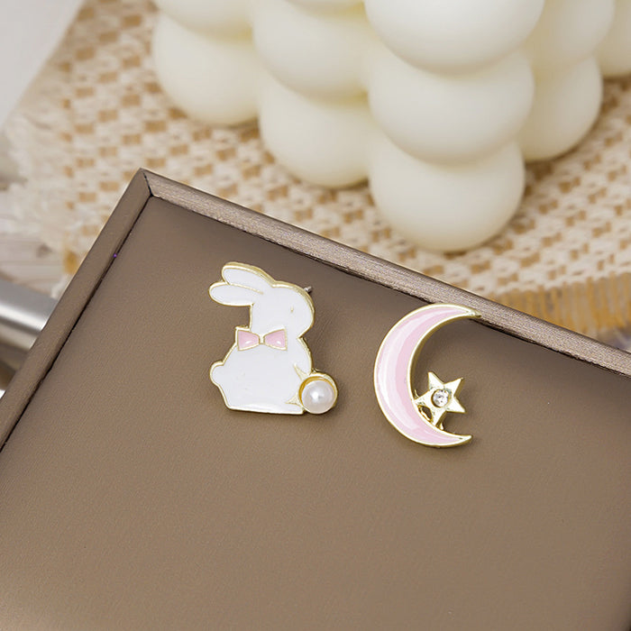 Wholesale Silver Needle Cartoon Cute Asymmetric Cute Earrings