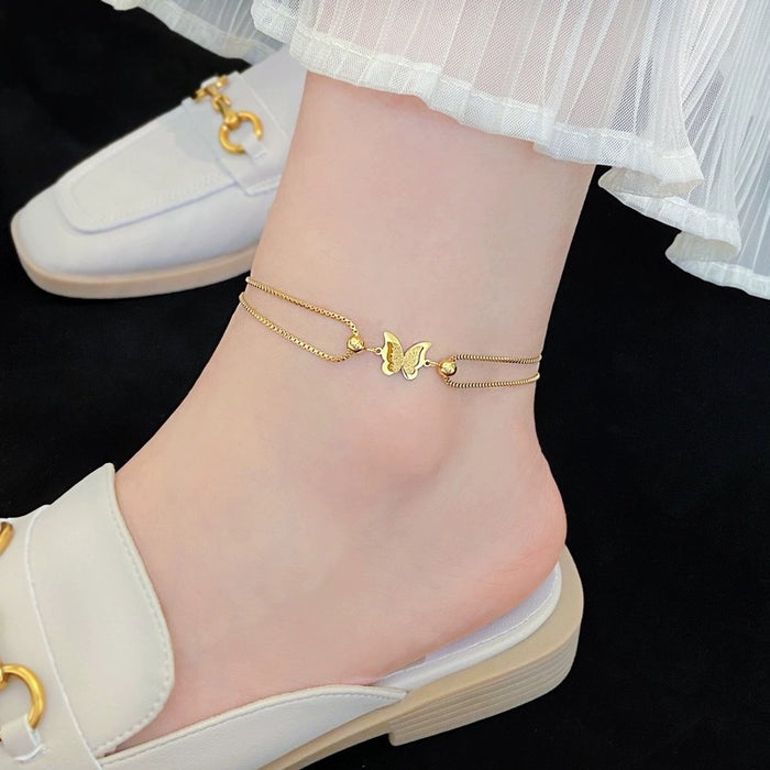 Wholesale Butterfly anklet women's gold new fashion foot chain
