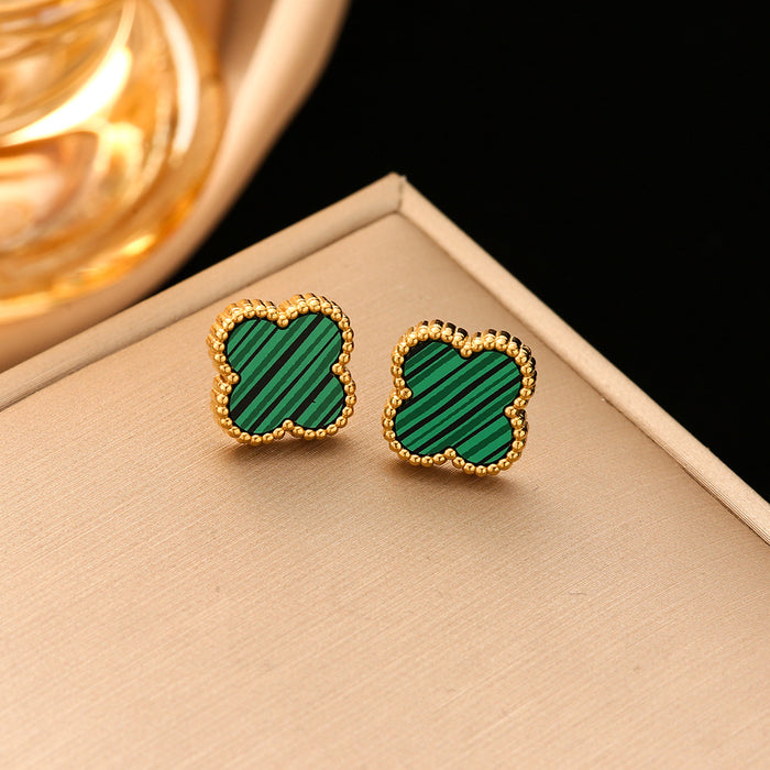 Wholesale Stainless Steel 13mm Four Leaf Clover Earrings JDC-ES-Shengh003