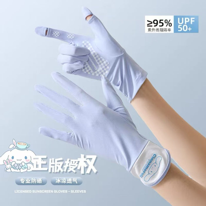 Wholesale Summer Sunscreen Ice Silk Non-slip  Gloves Cute Full-finger Thin Anti-driving Gloves