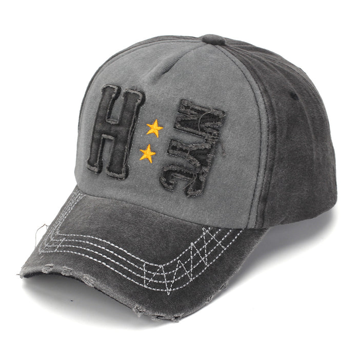 Wholesale Trendy Distressed Baseball Cap with Letter Patch Summer Sun Hat for Resale