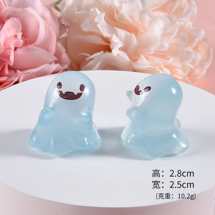 Wholesale Resin Glow-in-the-Dark Ghost Cartoon Keychain Desk Decoration Birthday Gift MOQ≥3