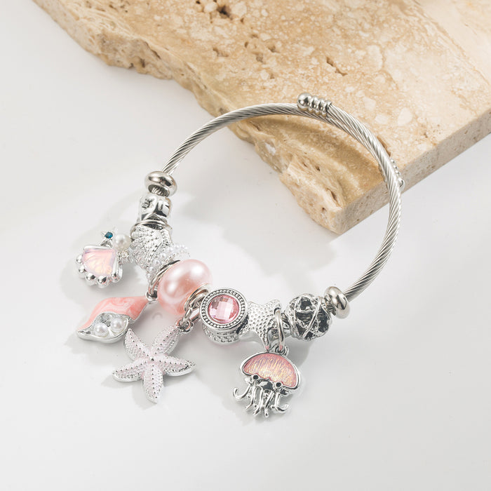 Wholesale Adjustable Blue Starfish Pendant Bracelet