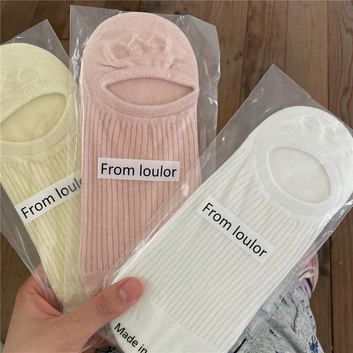 Wholesale Solid color boneless boat socks, combed cotton, sweat absorbing, breathable, invisible socks, no drop heel socks