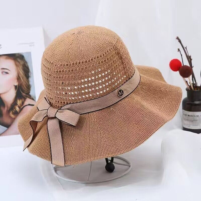 Wholesale Sun hat, sun protection straw hat, foldable bow, versatile and fashionable sun protection hat