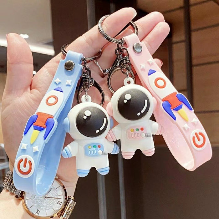 Wholesale  Doll keychain pendant gift cartoon silicone couple's spaceman accessories