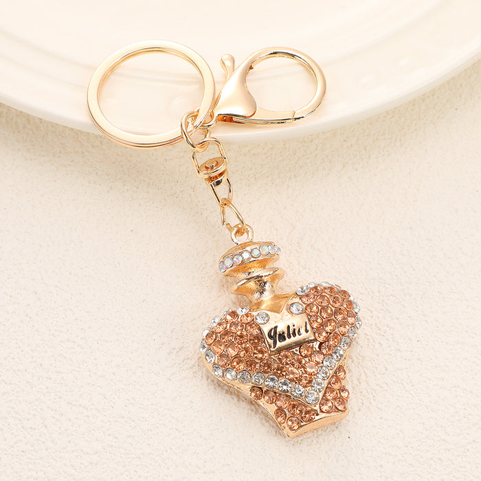 Wholesale Crystal Perfume Bottle Keychain Zinc Alloy Purple Car Key Accessory MOQ≥2