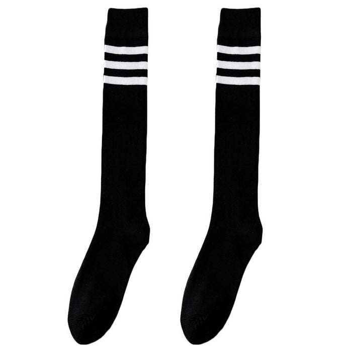Wholesale College style three bar striped high knee socks