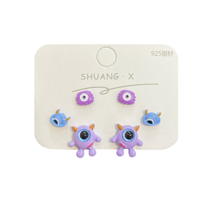 Wholesale Heterochromatic Monster Alloy Earrings JDC-ES-Shuangx011