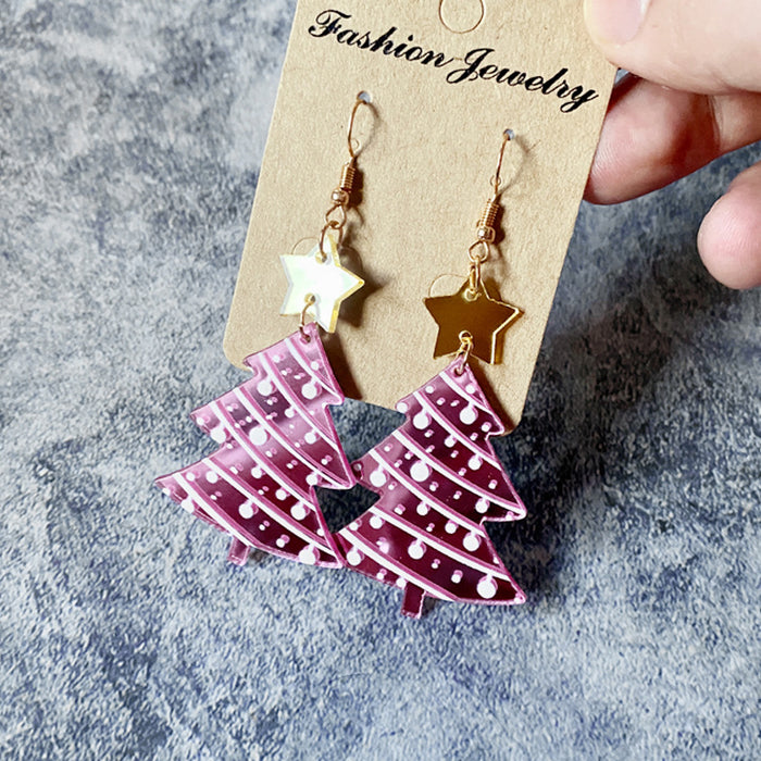 Wholesale Christmas earrings mirror acrylic ing Christmas tree earrings