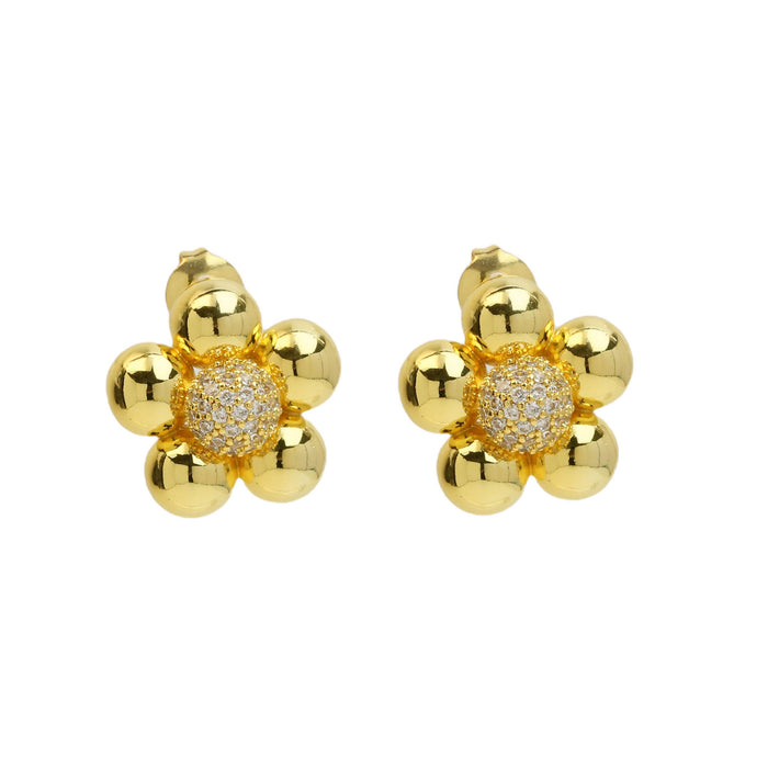 Wholesale 2PCS 18K Gold Brass Creative Flower Earrings JDC-ES-BaiYi006