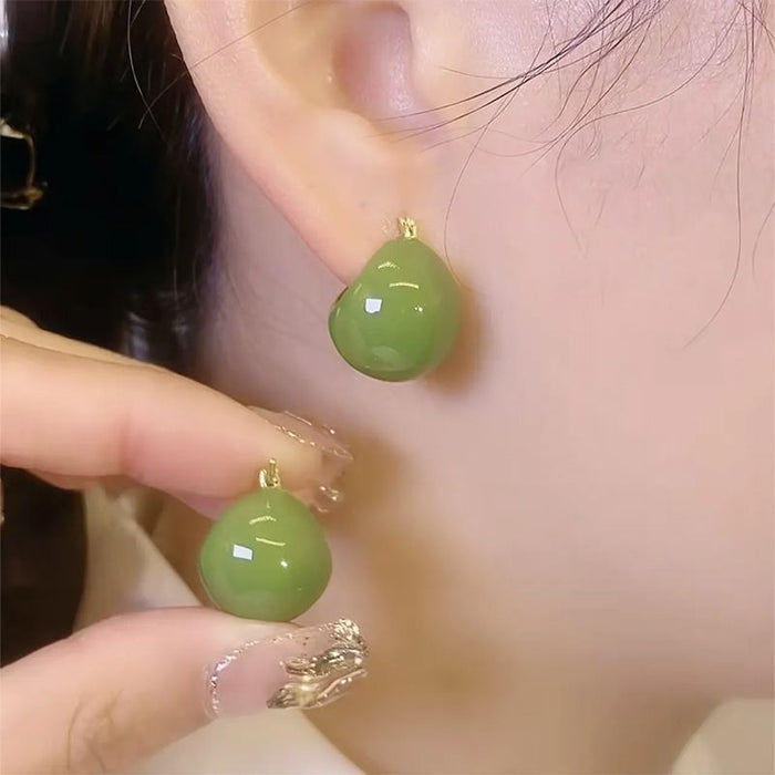 Wholesale Avocado Green small basket ear buckle light luxury Net red spring and summer fresh all-match earrings