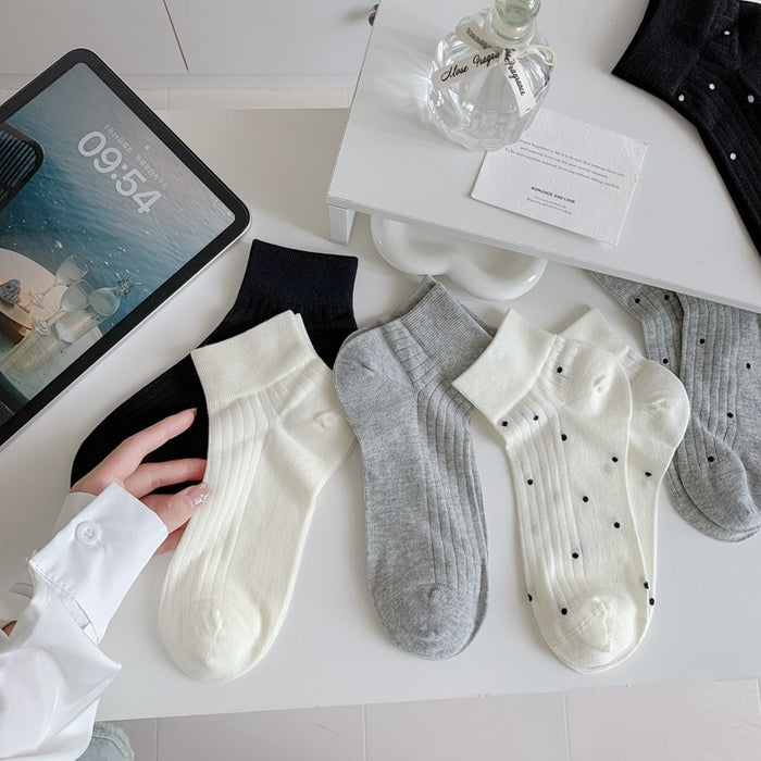 Wholesale Vertical striped solid color casual short socks, cotton mesh breathable thin boat socks