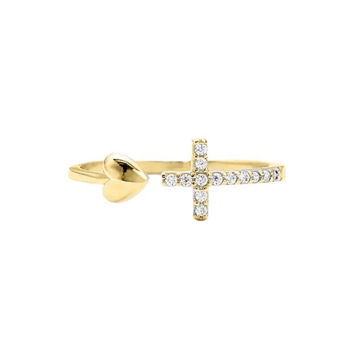 Wholesale Heart Cross Closed Ring for Women with Zircon Heart-Shaped Ring