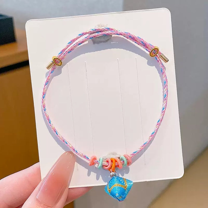 Wholesale Colorful Rope Pink Handmade Woven Bracelet Niche Exquisite  Children' s Cute Accessories
