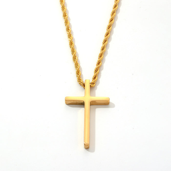 Wholesale titanium steel glossy cross pendant men's stainless steel necklace