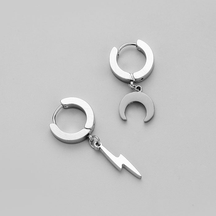 Wholesale Men's Stainless Steel Asymmetric Lightning Earrings Fashion Titanium Steel Jewelry Earrings Accessories
