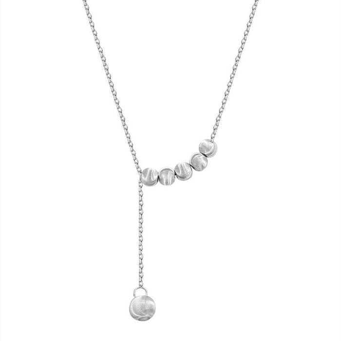 Wholesale  Frosted silver Cat's Eye Round Bead Necklace Simple All-match Clavicle Chain Necklace Women's Accessories