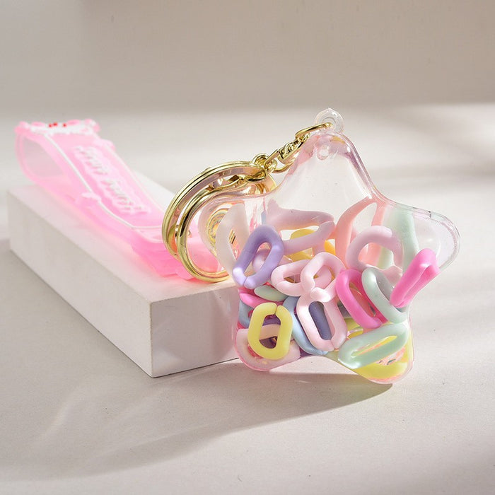 Wholesale Acrylic Oil-Filled,  Flowing Glitter Starfish Keychain