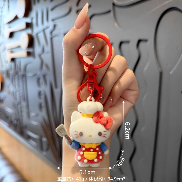 Wholesale Chef Cat Flocked Keychain Bag Charm Car Key Accessory MOQ≥2