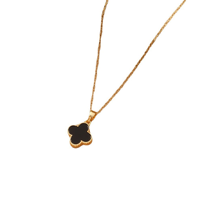 Wholesale Gold titanium steel  four-leaf clover necklace women's clavicle chain women