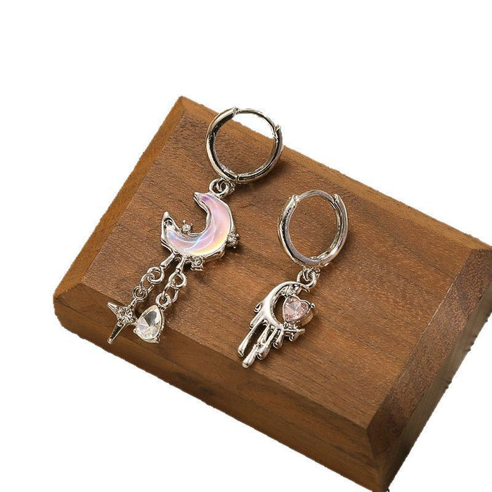 Wholesale Gun black four-pointed star earrings s925 silver needle earrings