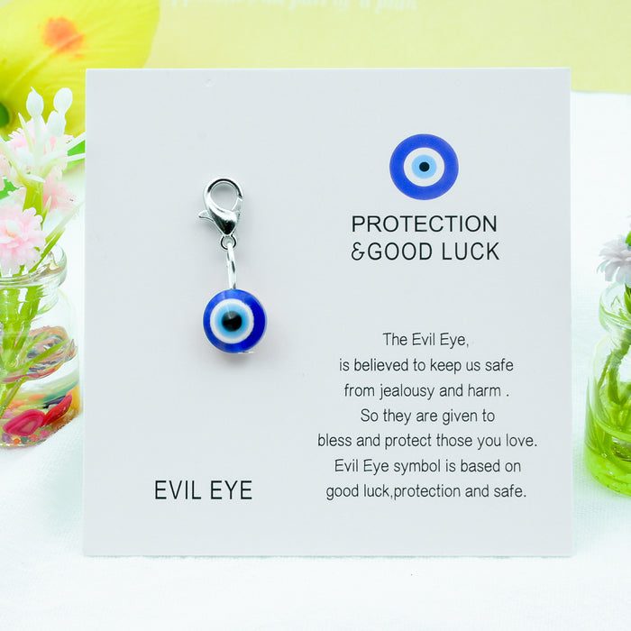 Wholesale Good Luck Card Diamond Devil's Eye Keychain Pendant
