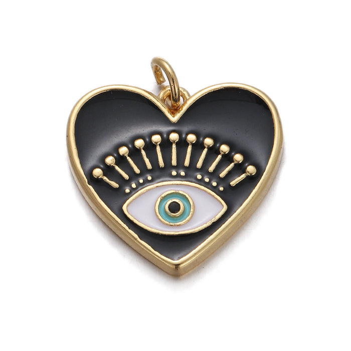 Wholesale Heart Shaped Evil Eye Earrings Necklace Diy Accessories JDC-PT-YJ007