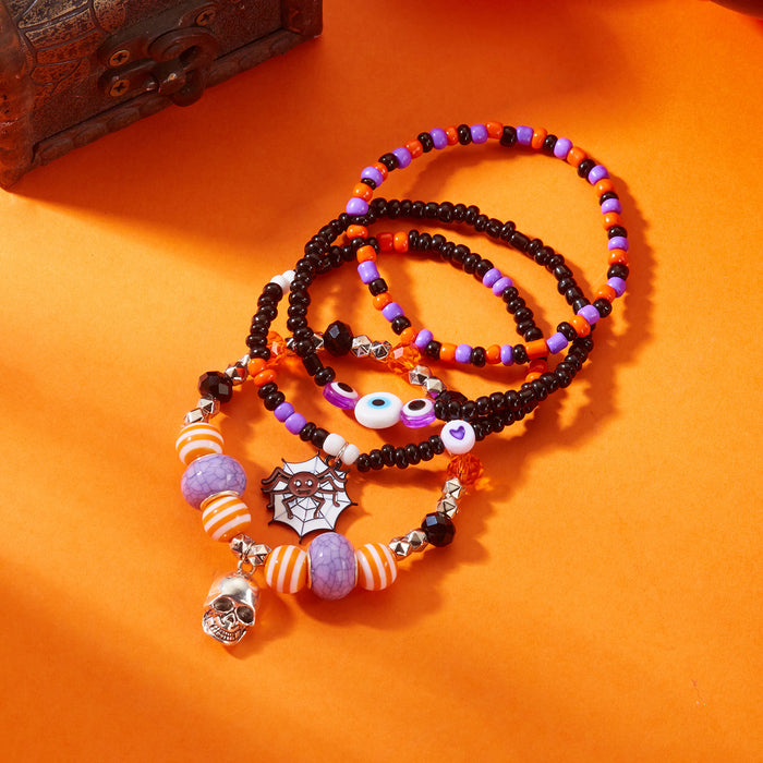Wholesale  bracelet for women with funny skull and pumpkin pendant and rice beads set