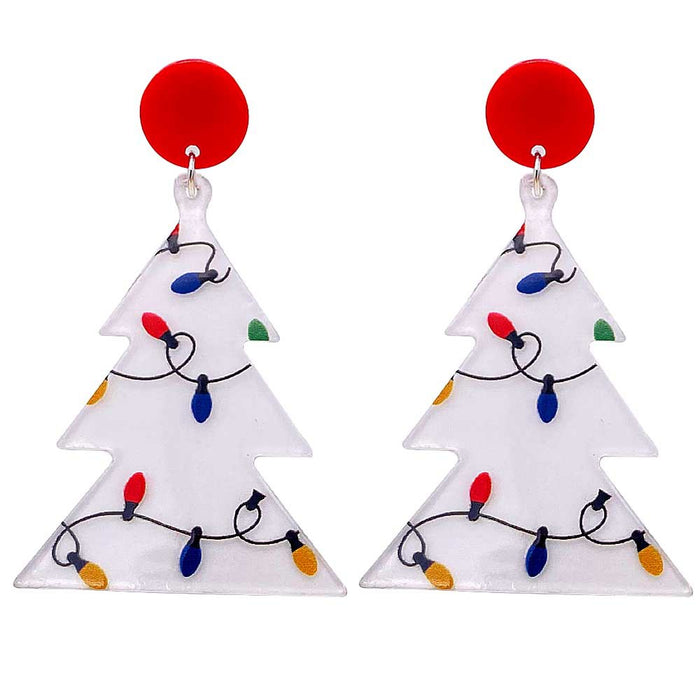 Wholesale Christmas lights,  red plaid acrylic earrings