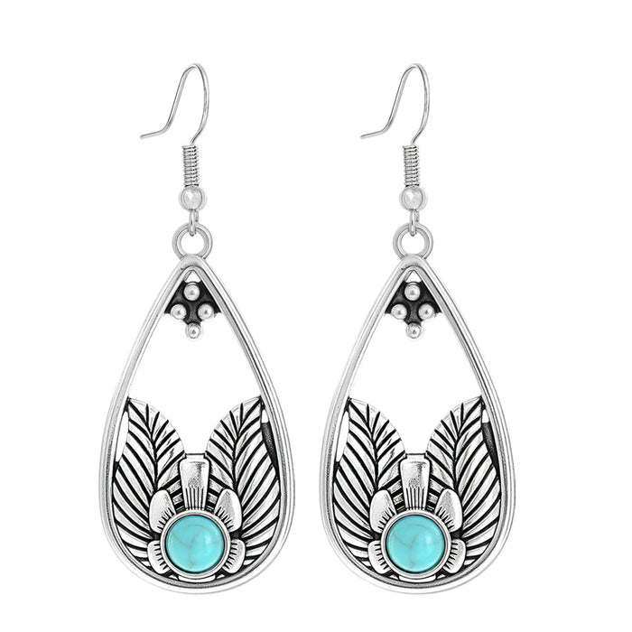 Wholesale Beach Vacation Geometric Alloy Earrings with Turquoise Acrylic Fashion Jewelry MOQ≥2