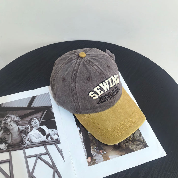 Wholesale Versatile duckbill hat washed with retro embroidery, used sun hat, casual sun protection baseball hat