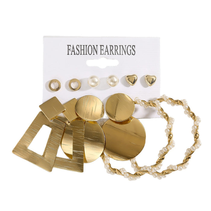 Wholesale Exaggerated circular hollow earrings set for women's geometric circular earrings, fashionable long earrings