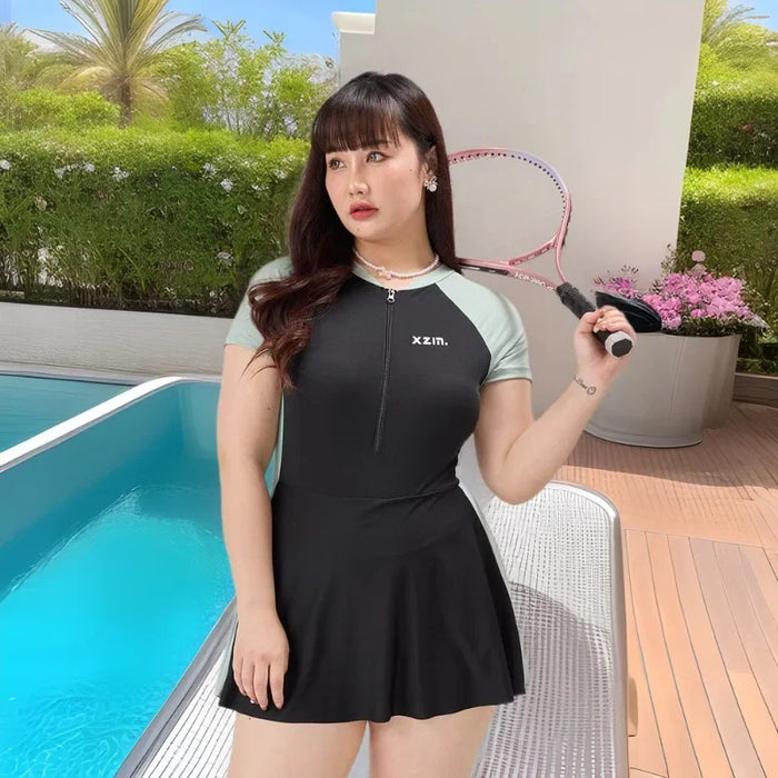 Wholesale Swimsuit one-piece flat leg pants, conservative one-piece hot spring swimsuit