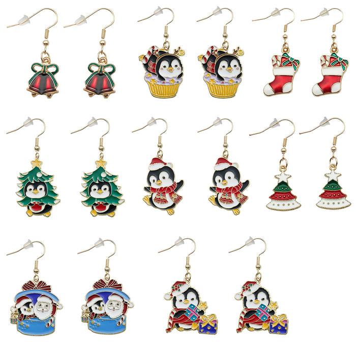 Wholesale Christmas Gift Socks Pendant Alloy Earrings JDC-ES-Oulu003