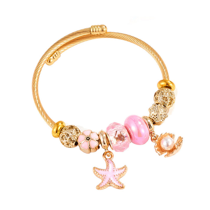 Wholesale Electroplated Stainless Steel Ocean Starfish Shell Bracelet Fashion Accessory Gift MOQ≥2 MOQ