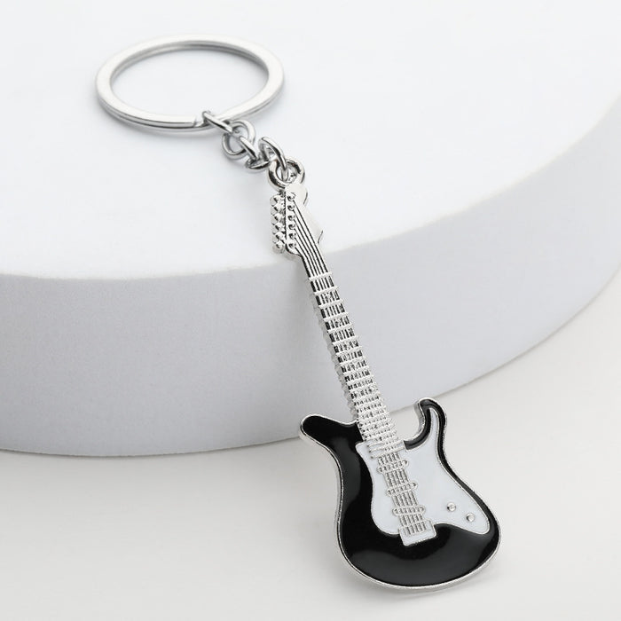 Wholesale Creative Musical Instrument Pendant Keychain Metal Painted Guitar Key Holder Office Culture Keychain Event Gift Bag Decoration